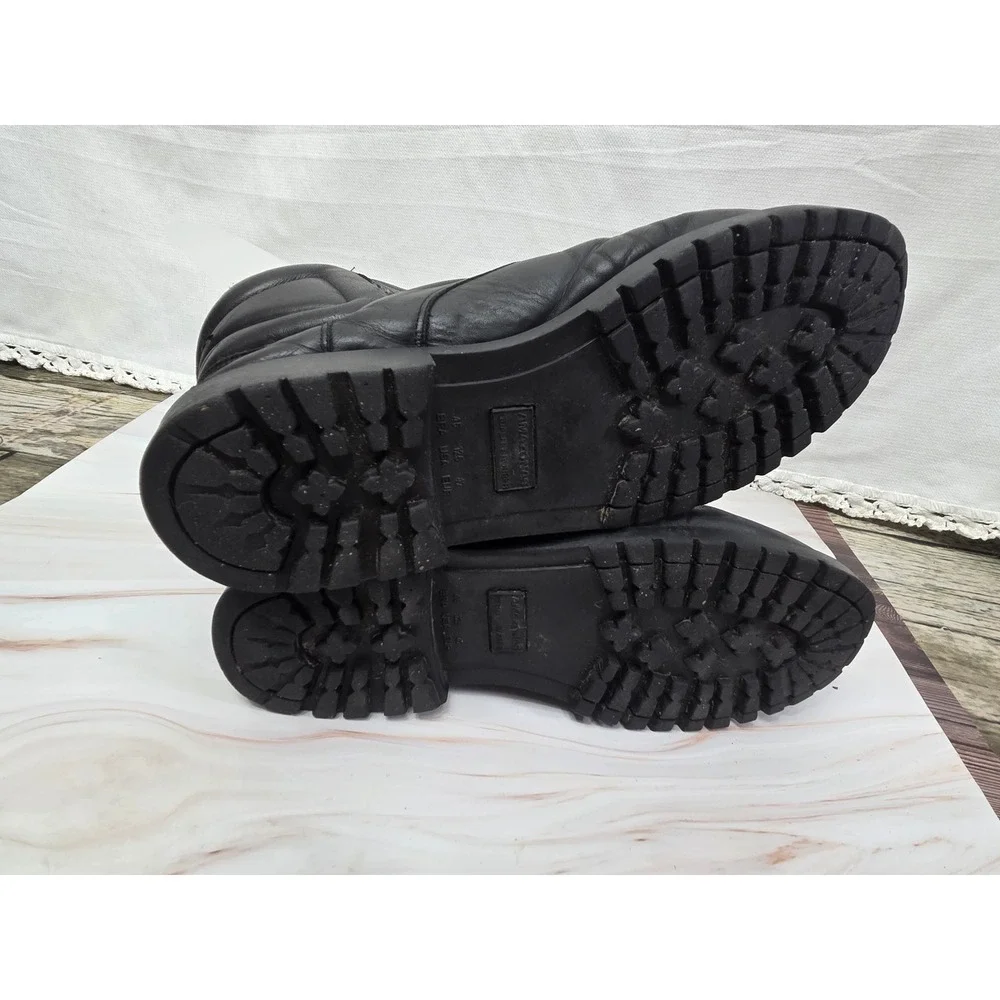 Fiero Mens Black Leather Lace Up Winter Boots Amazonas Rubber Sole Size 12.5